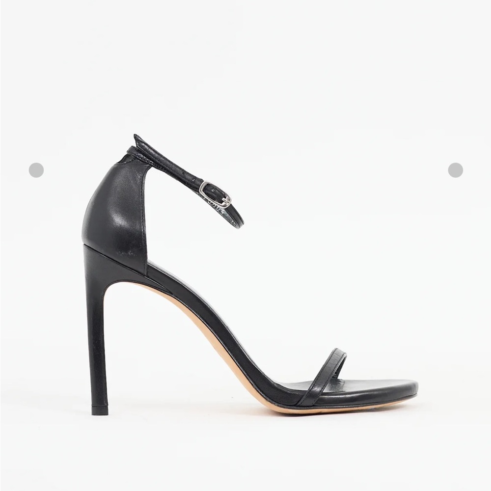Stuart Weitzman Black Leather Nudist Sandal Size 6.5